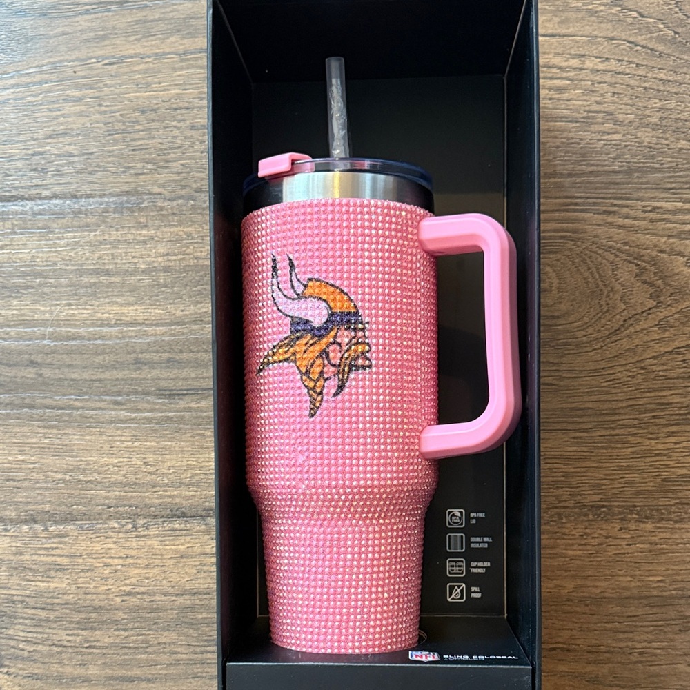 MN Vikings pink rhinestone 46oz. Tumbler